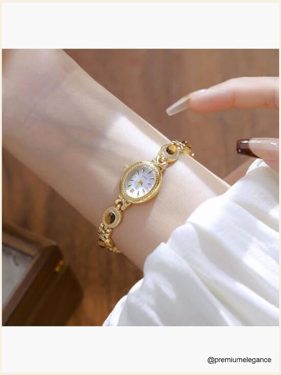 Vintage Oval Dial Small Gold Bracelet Watch Women Dress Quartz Analog Casual main image 4